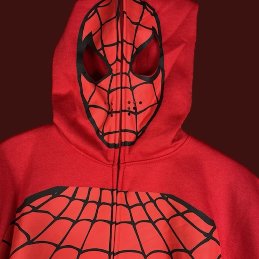Mens Marvel Spiderman Full Zip Full Mask Costume Hoodie - Size L